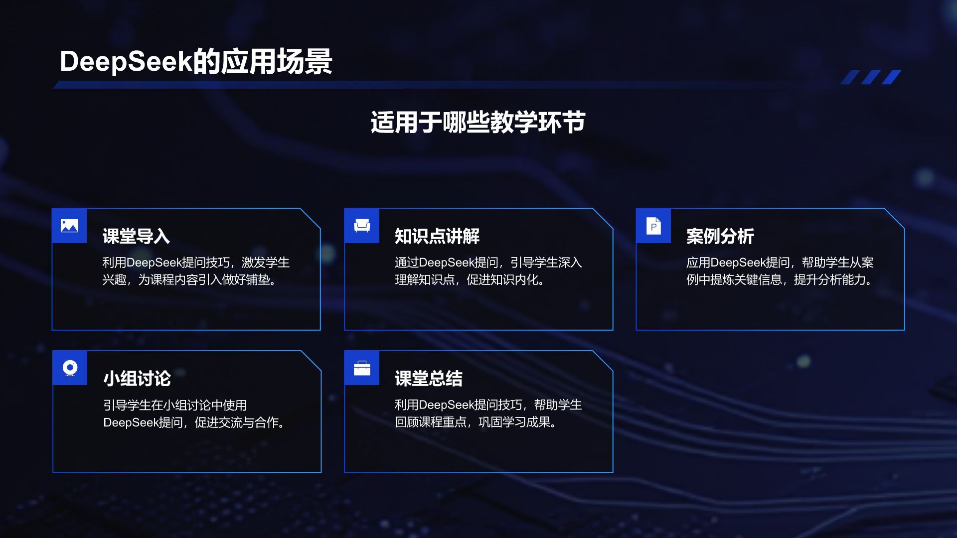 蓝色科技风DeepSeek使用指南PPT模板