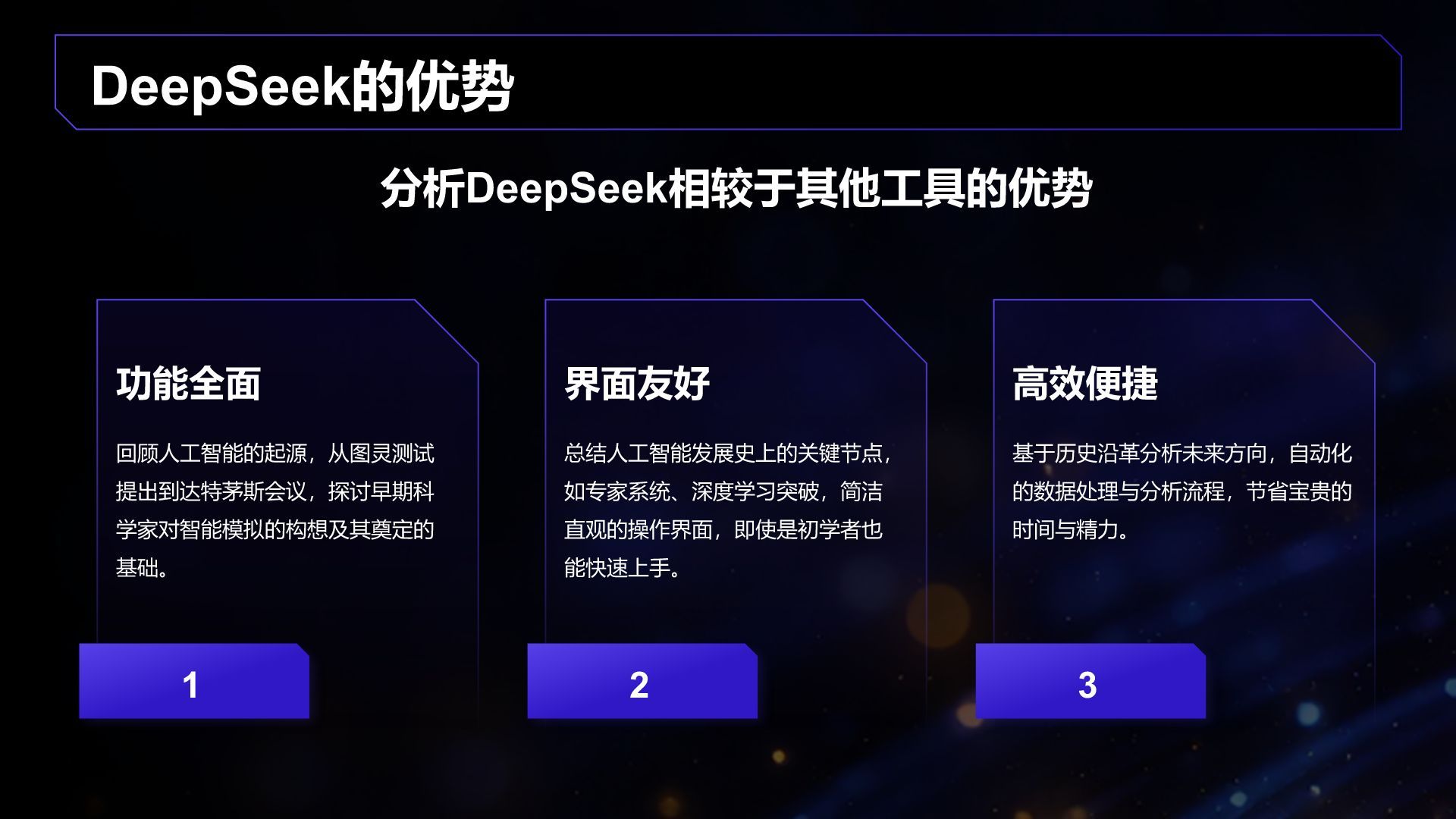 蓝色科技风DeepSeek实用功能快速上手指南PPT模板