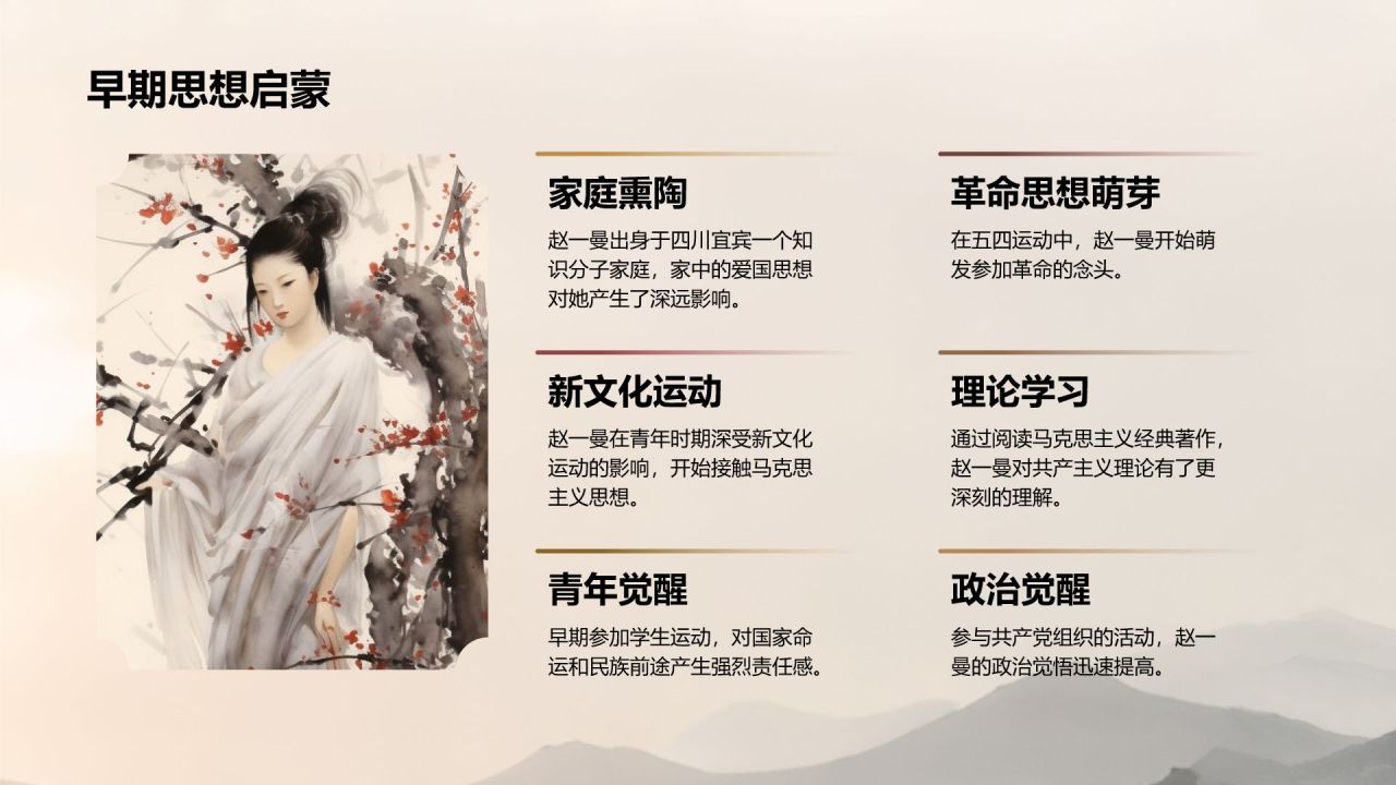 灰色复古风巾帼英雄赵一曼生平简介PPT模板