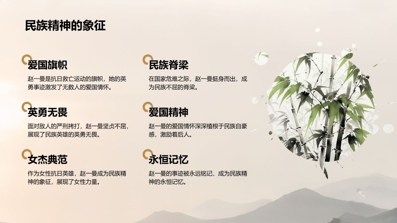 灰色复古风巾帼英雄赵一曼生平简介PPT模板