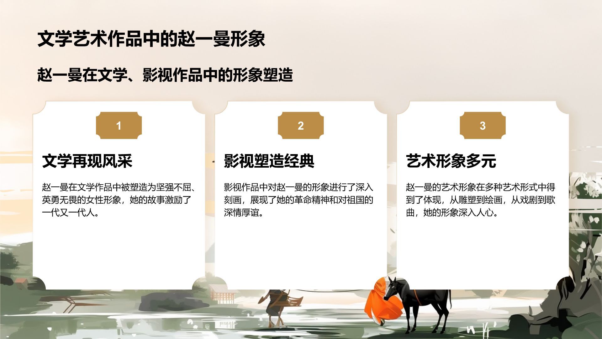 灰色复古风巾帼英雄赵一曼生平简介PPT模板
