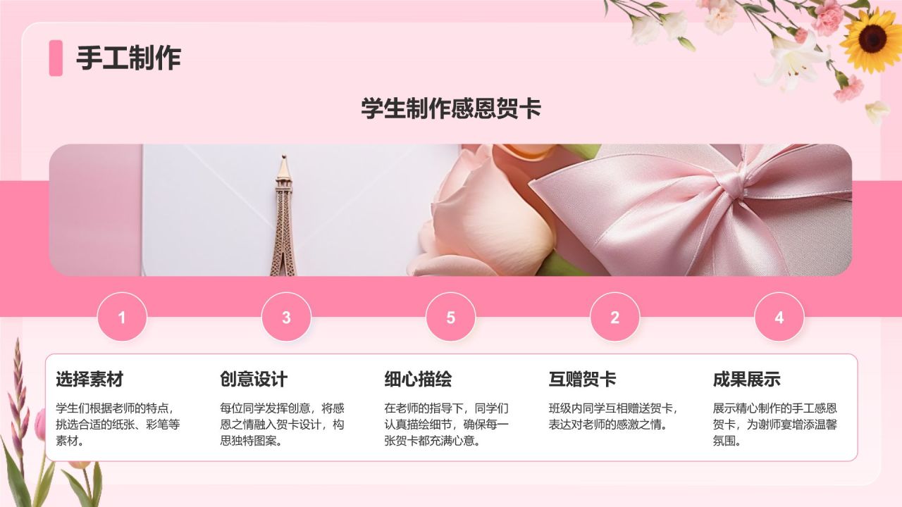 粉色小清新谢师宴主题PPT模板