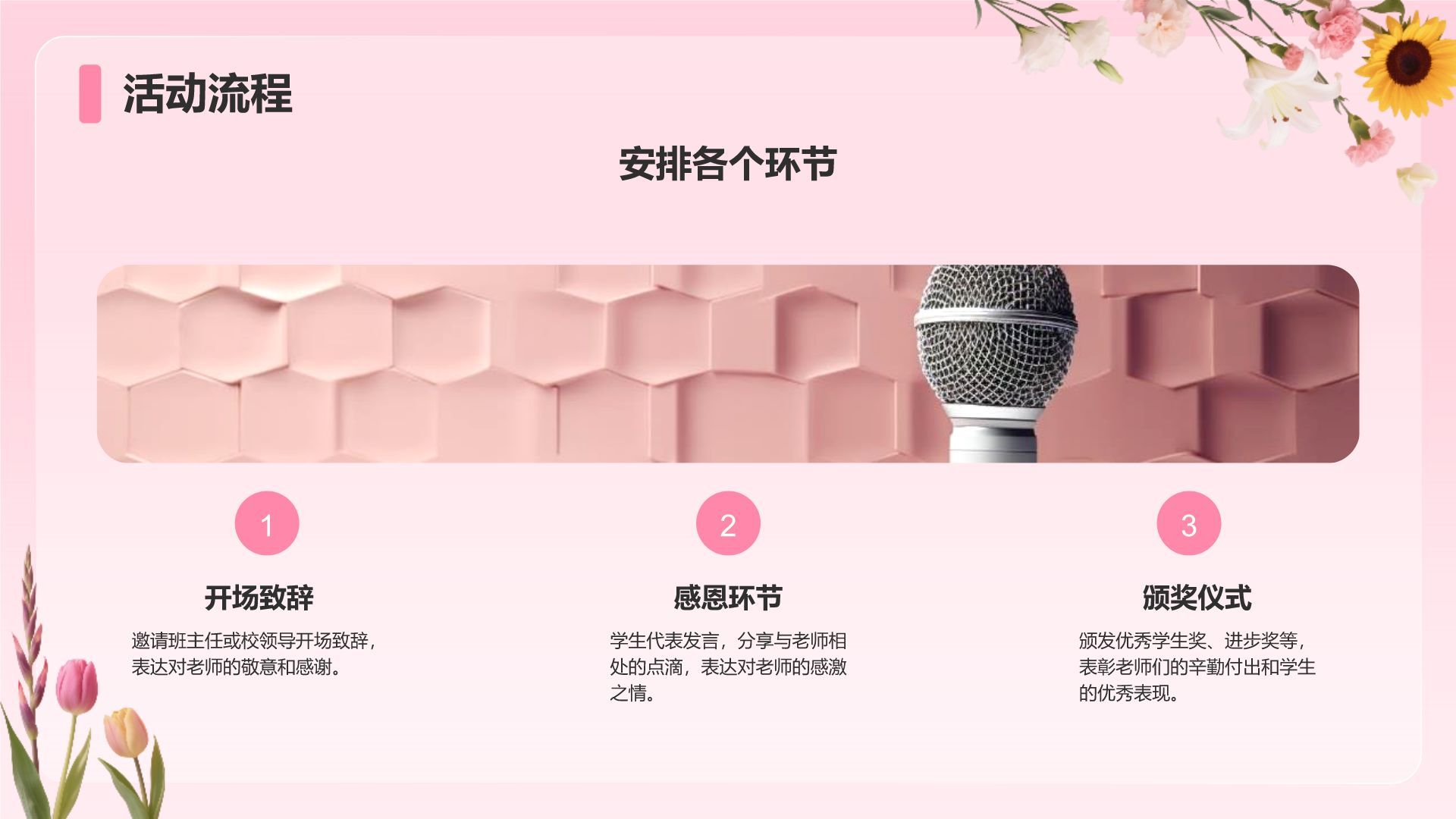 粉色小清新谢师宴主题PPT模板