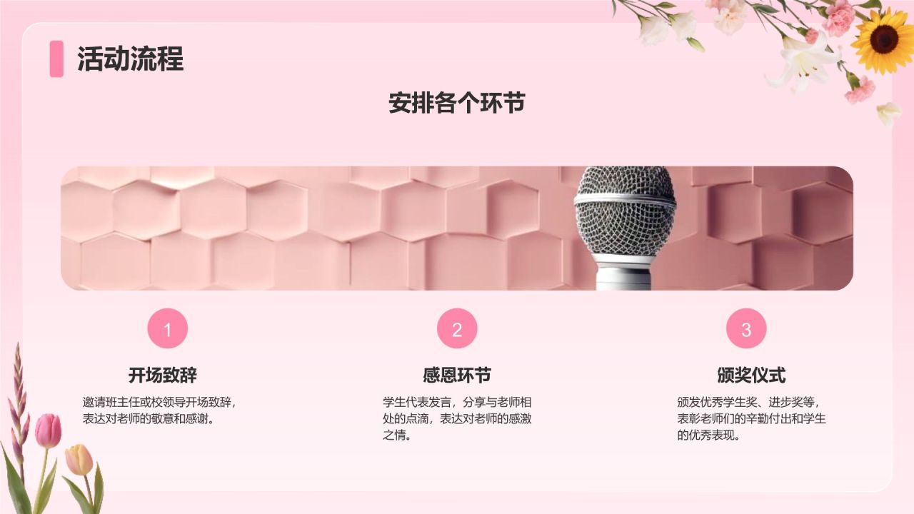 粉色小清新谢师宴主题PPT模板