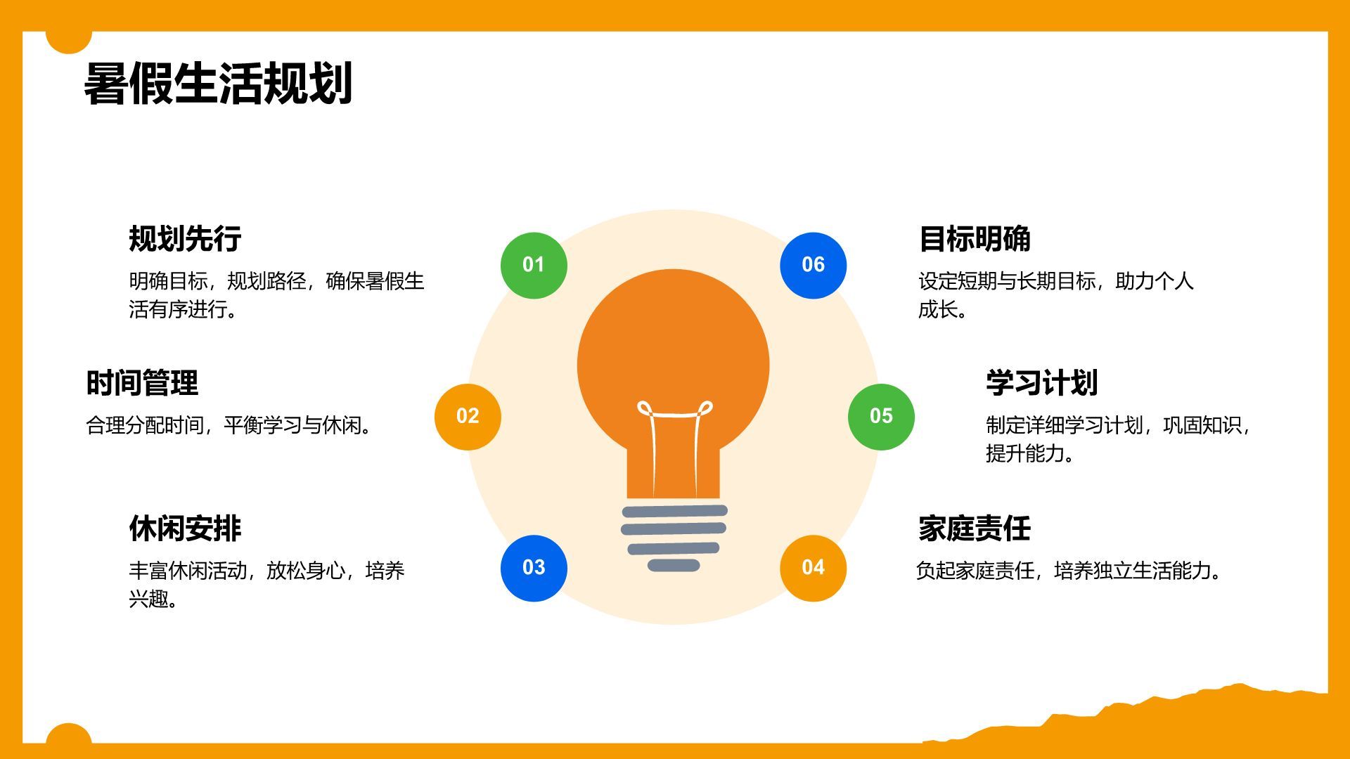 橙色卡通风暑假生活成长记录PPT模板