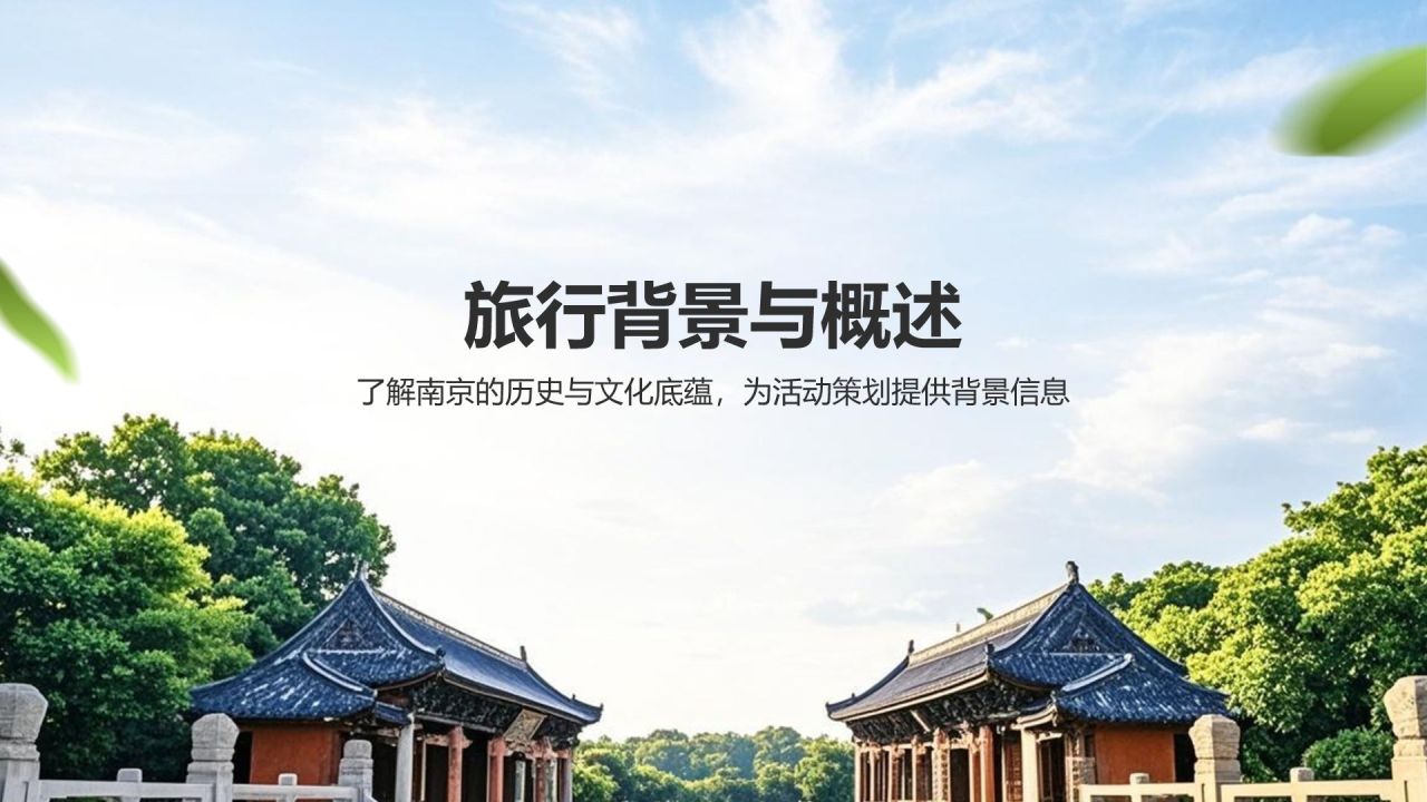 蓝色摄影风南京文化之旅:历史与现代的交汇PPT模板