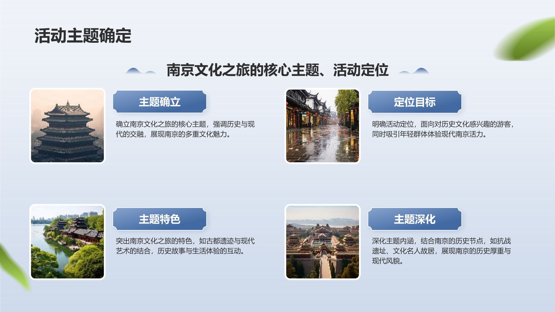 蓝色摄影风南京文化之旅：历史与现代的交汇PPT模板