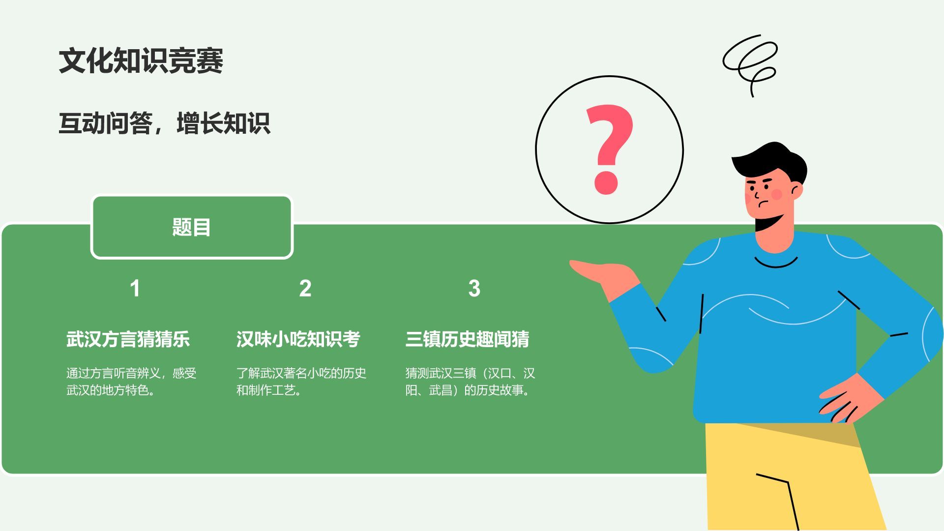 绿色摄影风武汉美食与文化体验旅行计划PPT模板