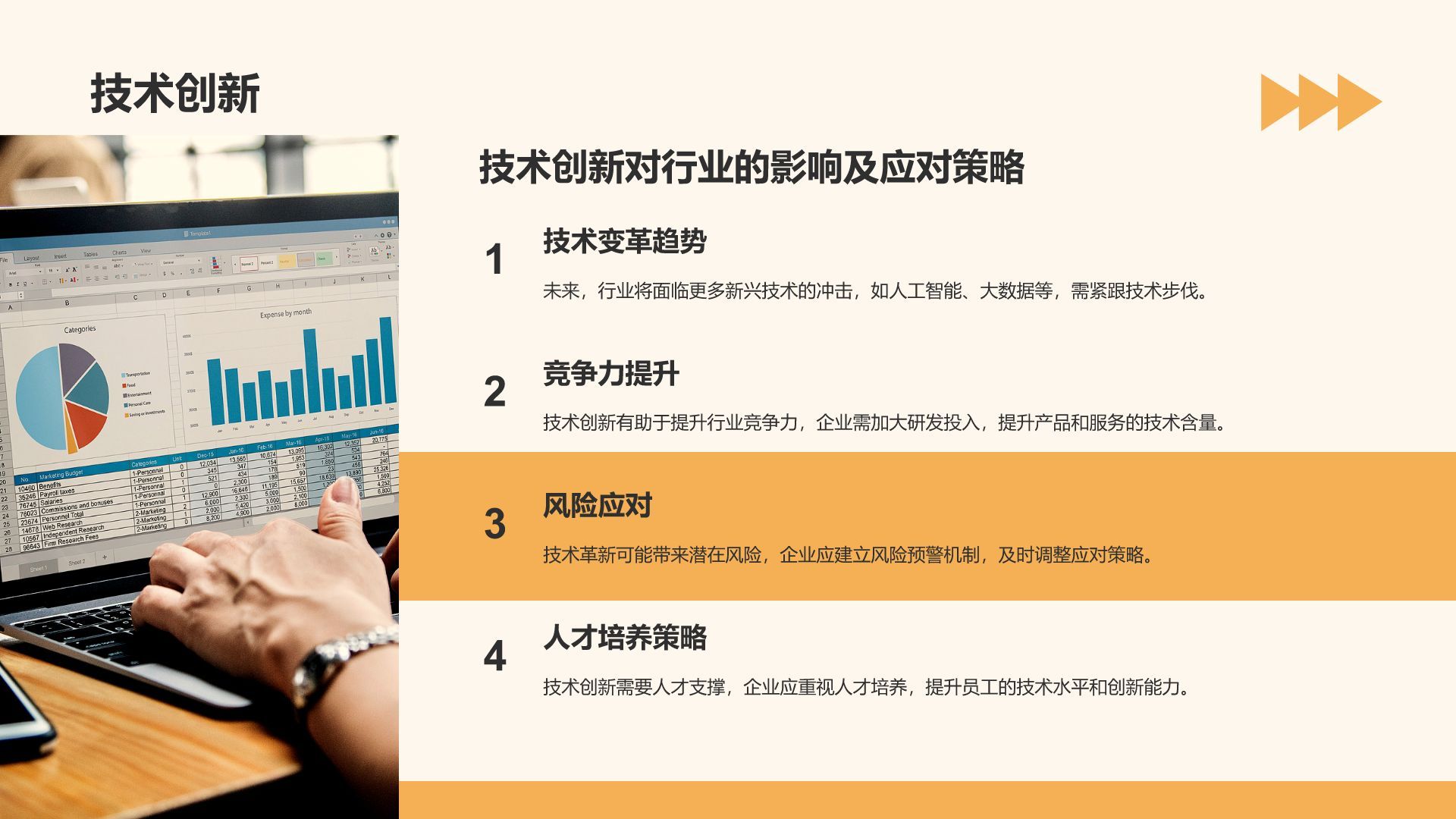 橙色几何风通用行业月度总结汇报PPT模板