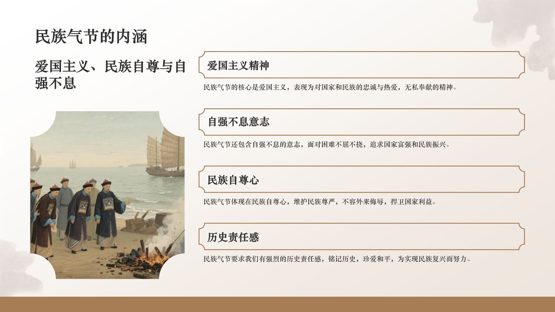 橙色复古风林则徐虎门销烟与民族气节PPT模板
