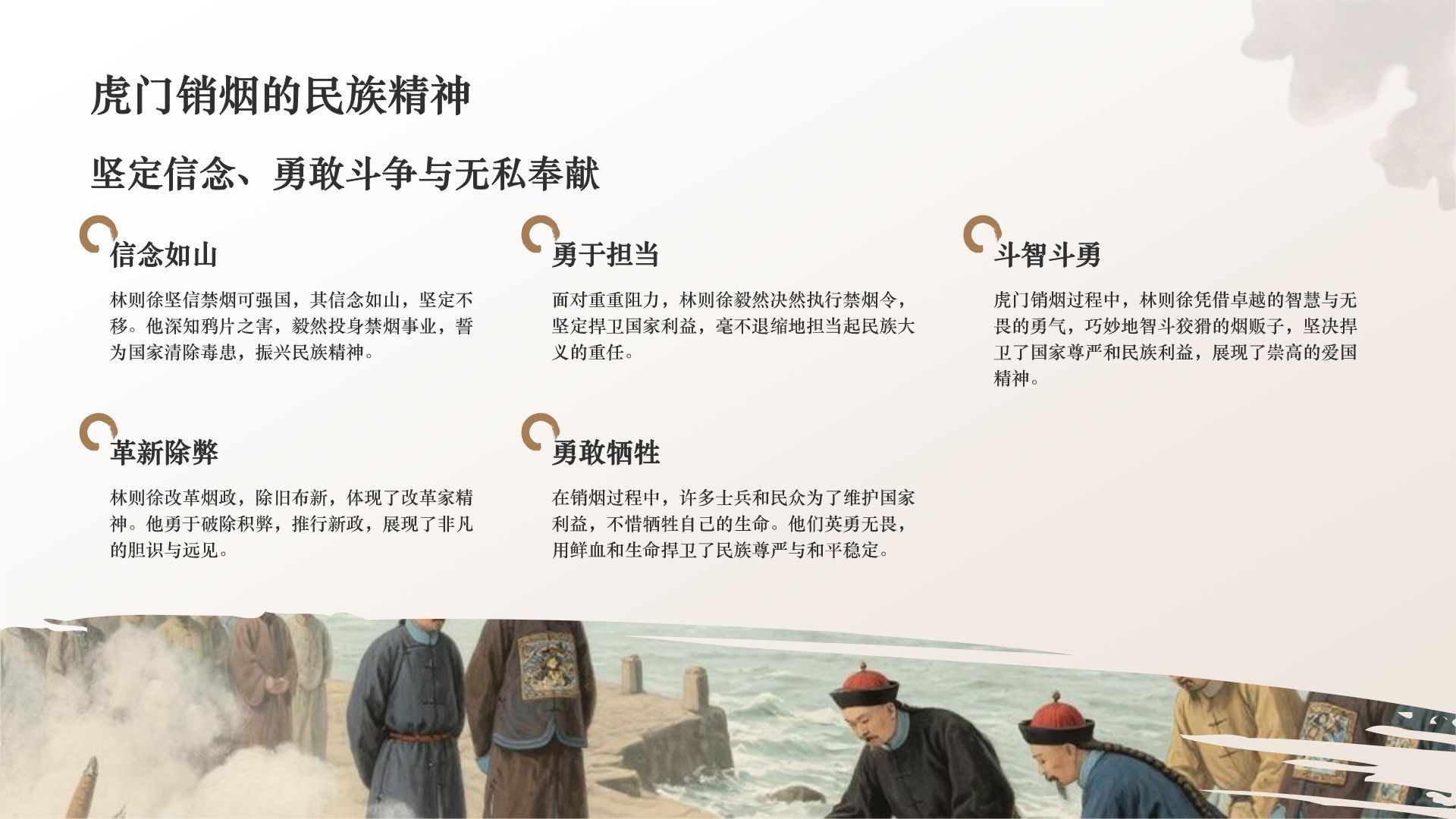 橙色复古风林则徐虎门销烟与民族气节PPT模板
