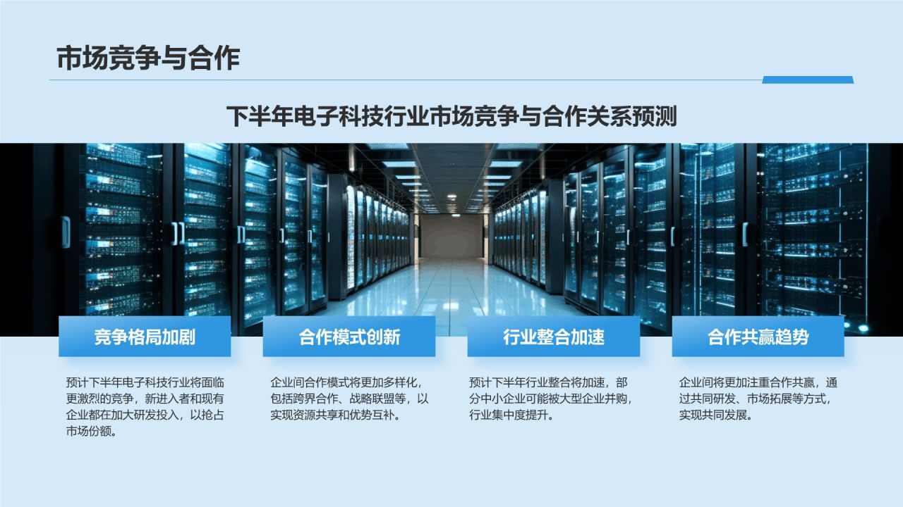 蓝色科技风电子科技行业年中总结PPT模板