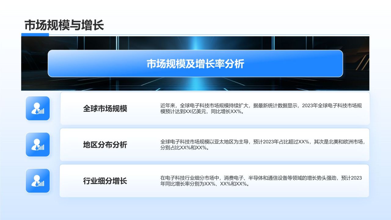 蓝色科技风电子科技行业总结汇报PPT模板