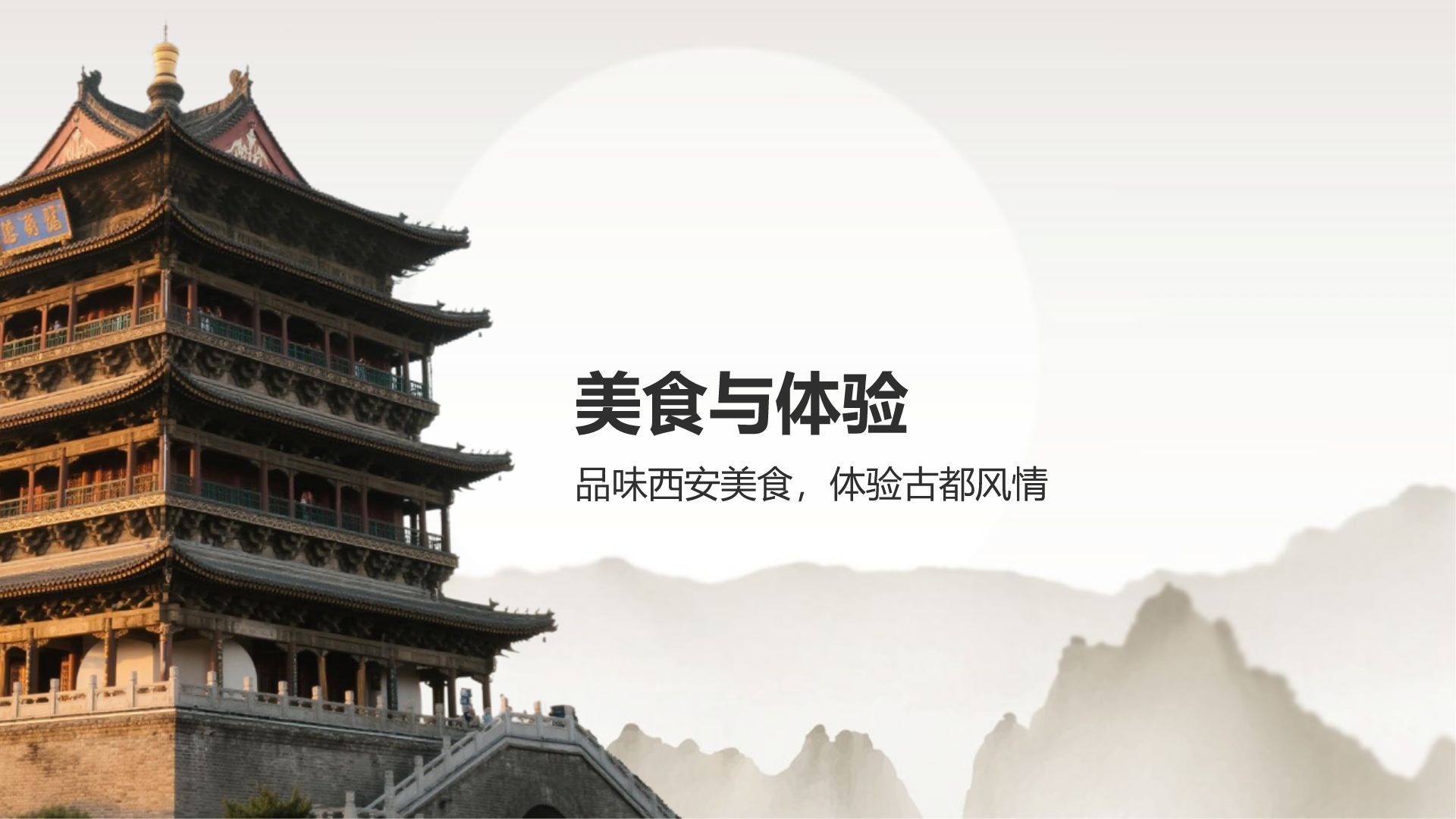 橙色复古风西安热门历史景点深度游计划PPT模板