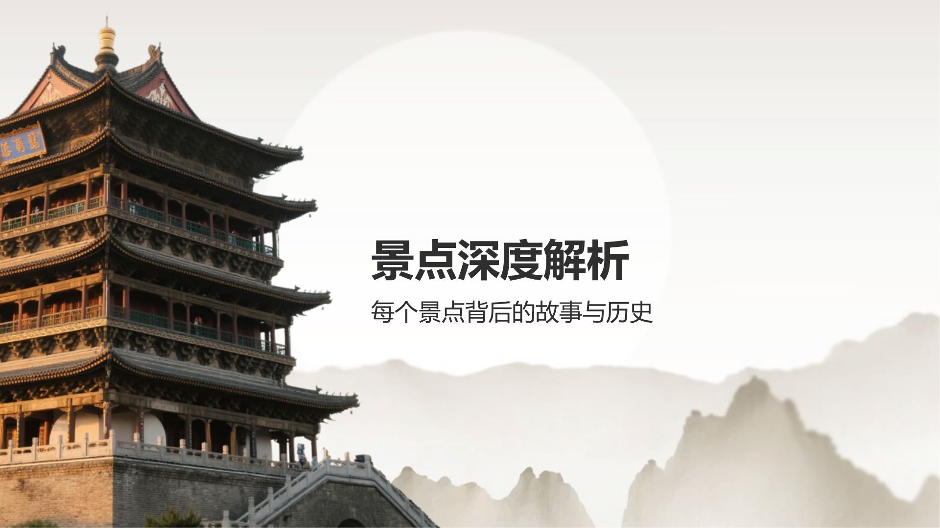 橙色复古风西安热门历史景点深度游计划PPT模板