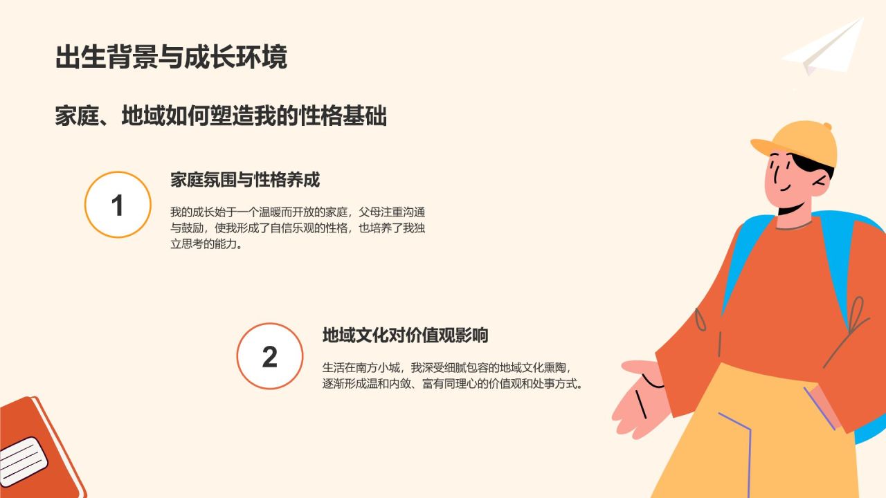 橙色插画风中学生自我介绍PPT模板