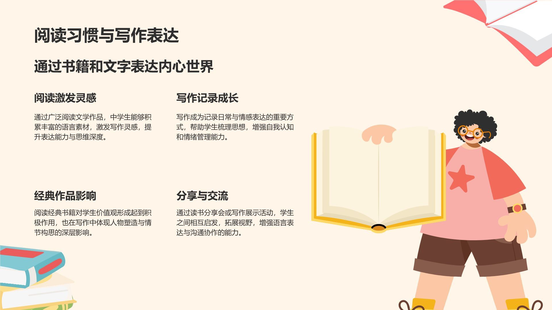 橙色插画风中学生自我介绍PPT模板