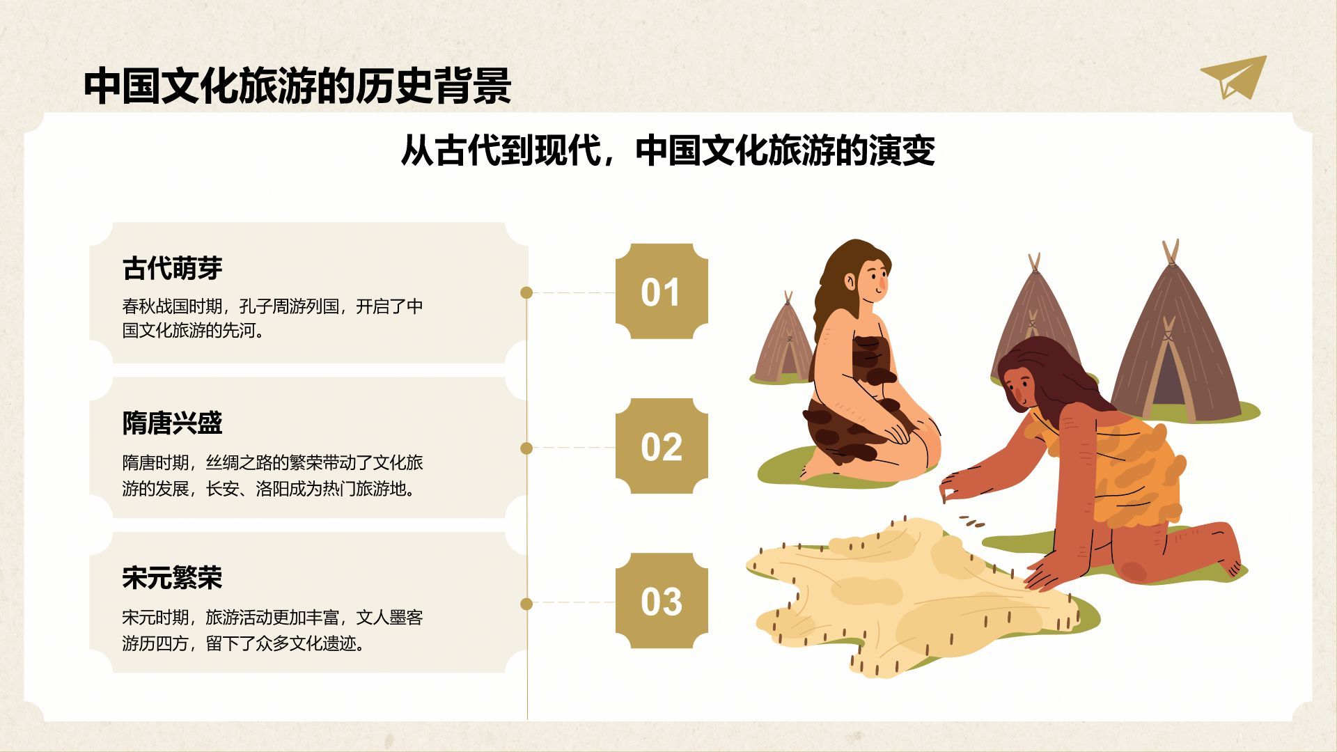 橙色插画风中国文化旅游经典路线推荐PPT模板