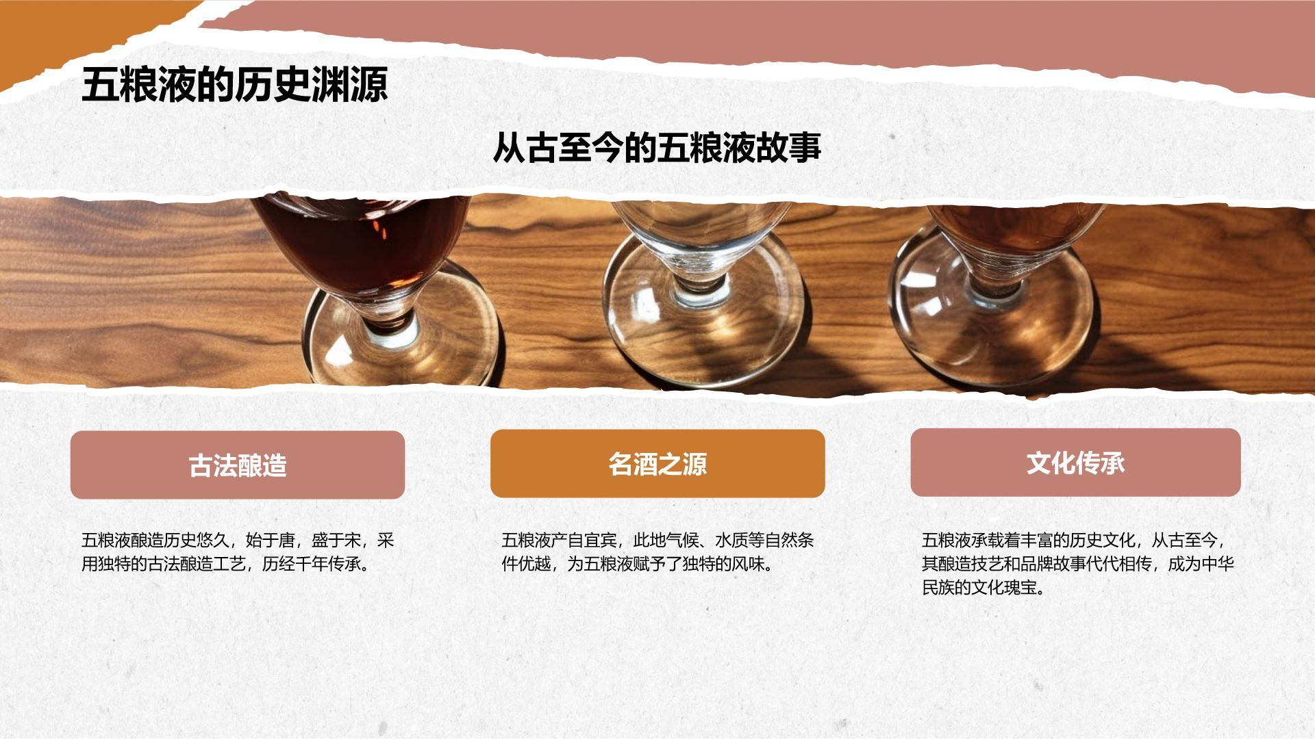 红色摄影风宜宾旅游攻略：五粮液故乡的魅力PPT模板