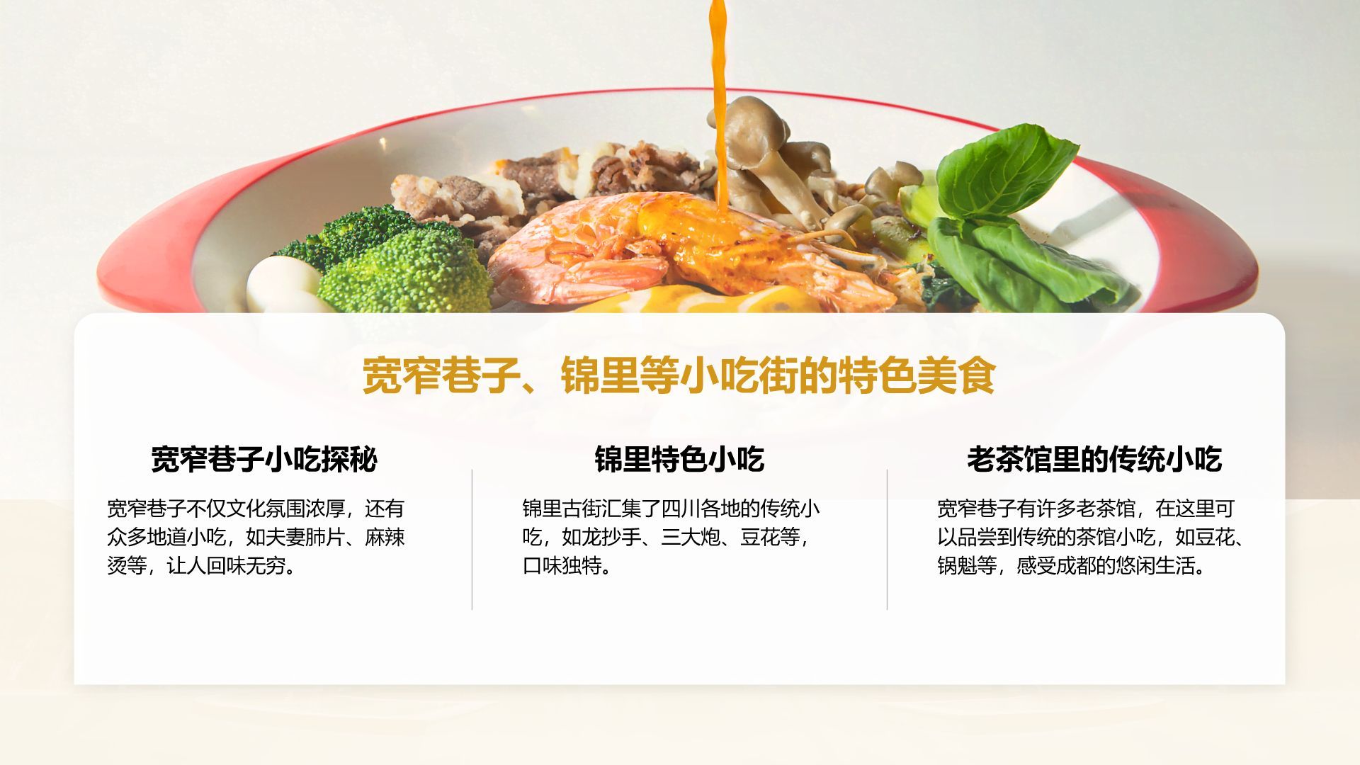 橙色摄影风成都旅游全攻略与推荐PPT模板