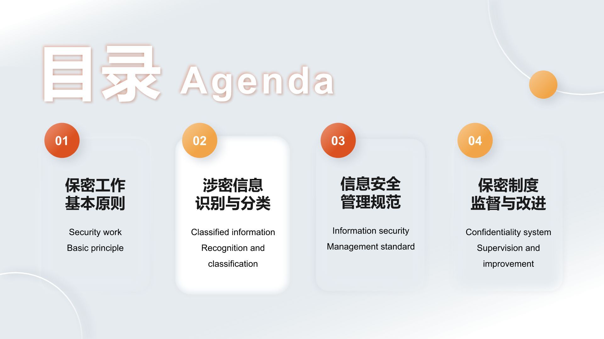 橙色新拟态保密工作基本原则与防范PPT模板
