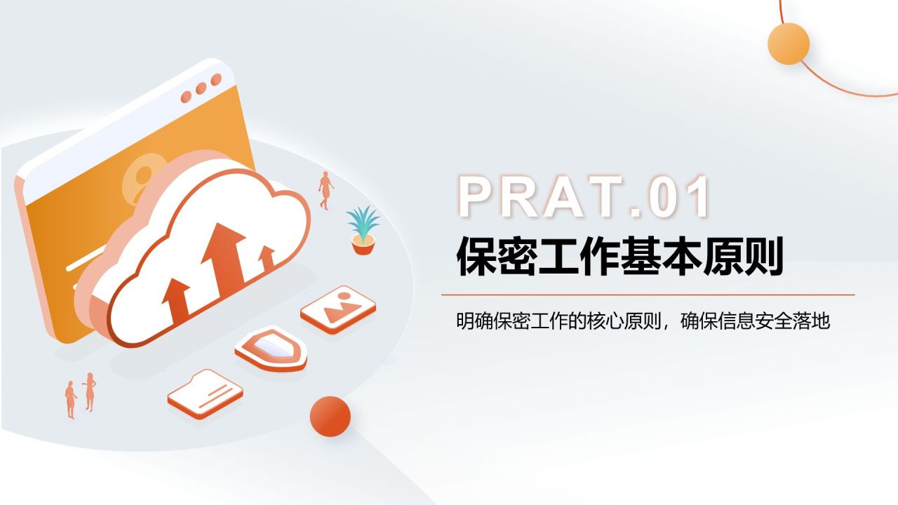 橙色新拟态保密工作基本原则与防范PPT模板