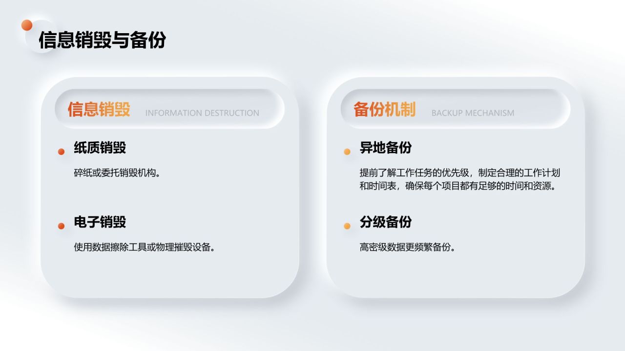 橙色新拟态保密工作基本原则与防范PPT模板