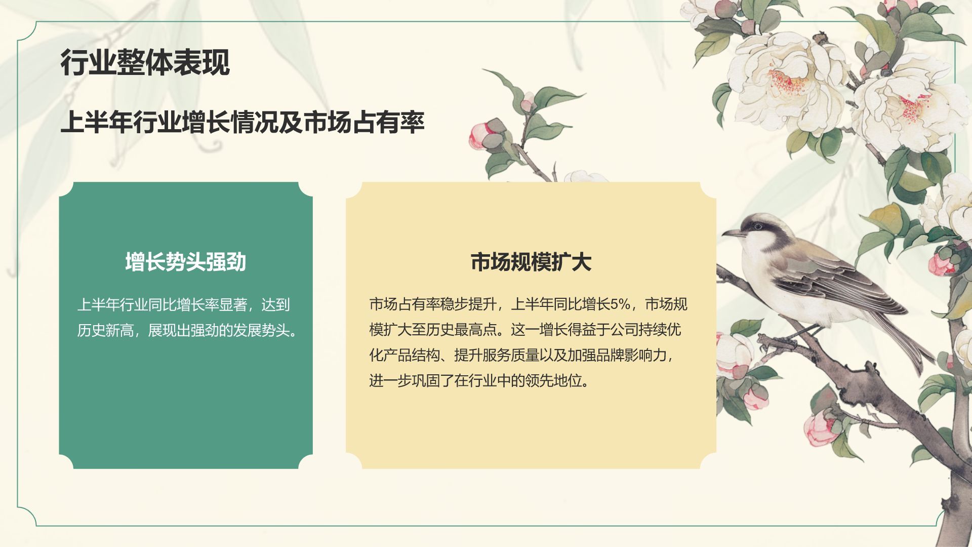 绿色手绘风通用行业年中总结PPT模板