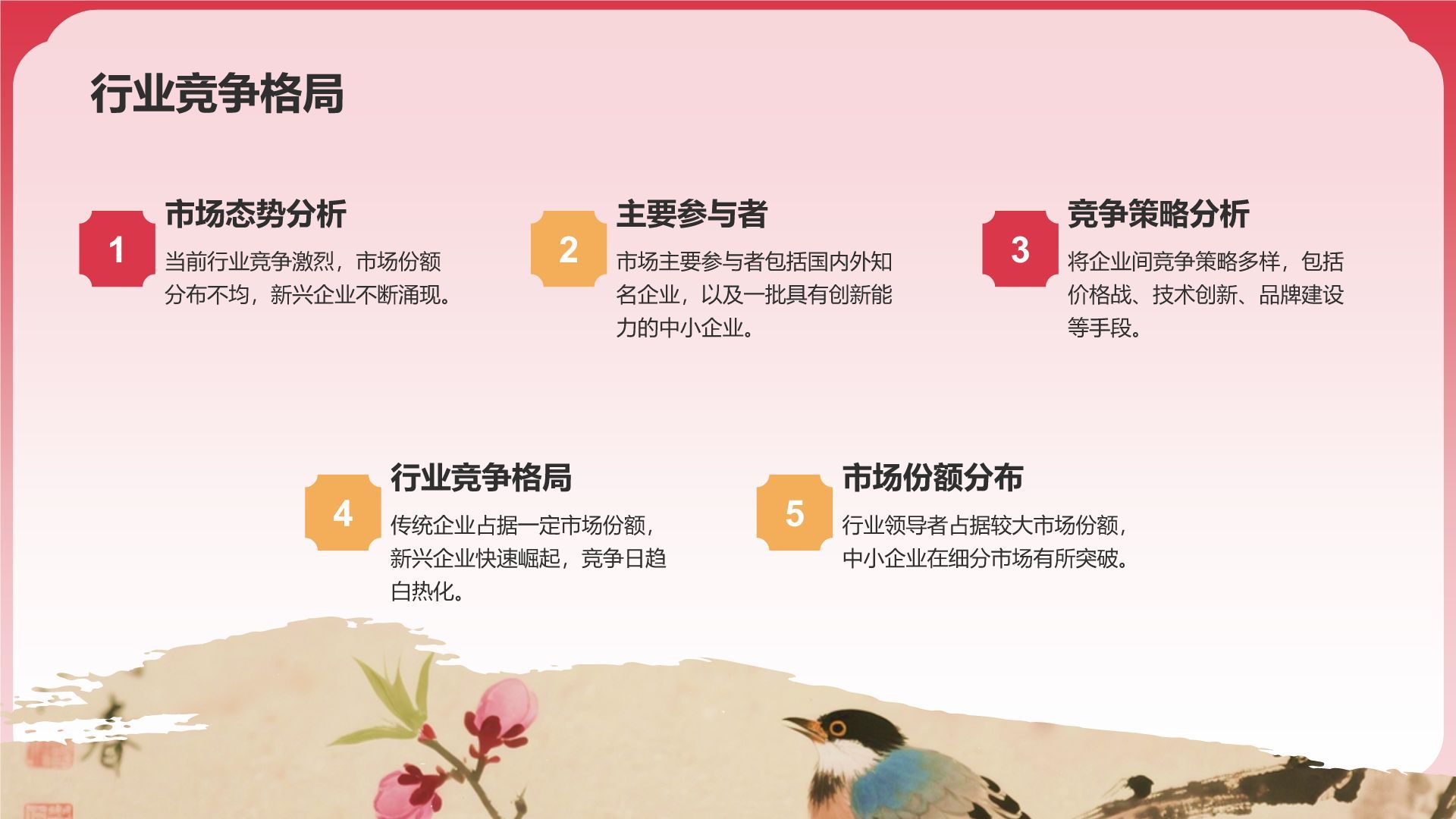 红色国潮风通用行业总结汇报PPT模板