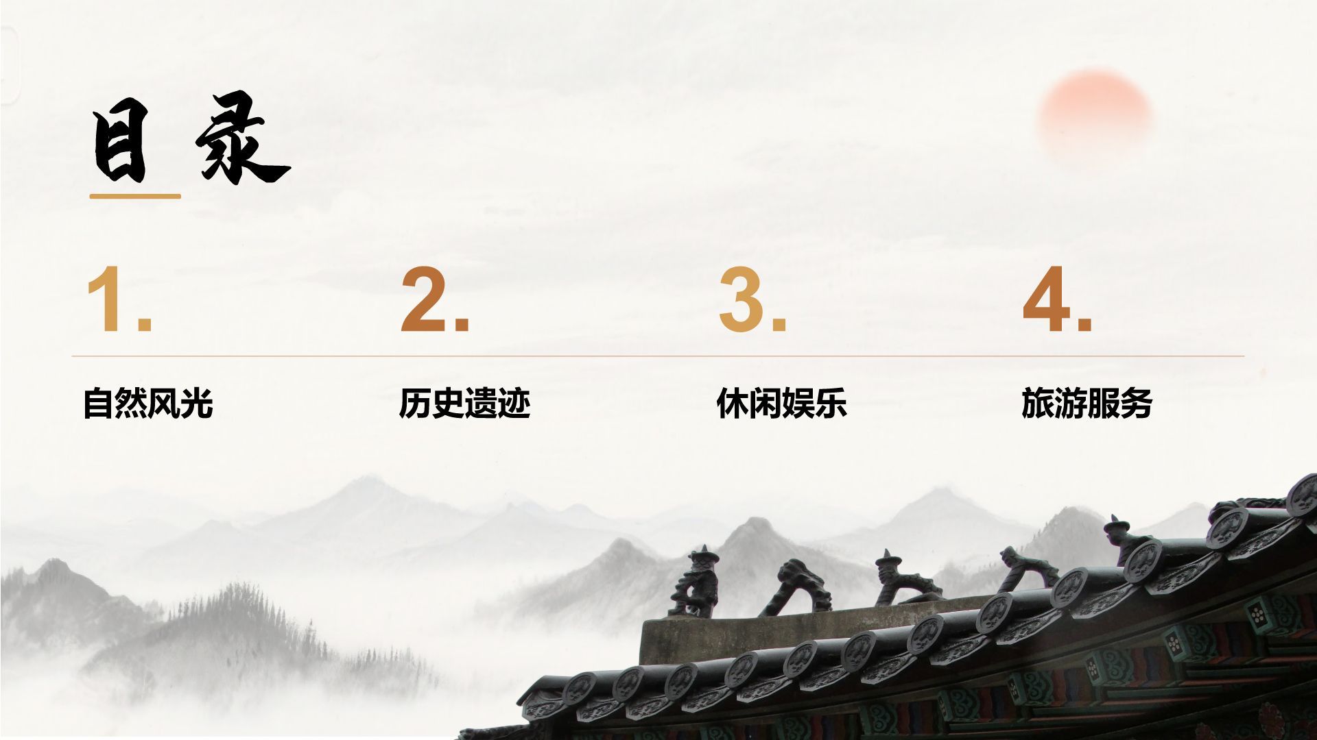 橙色复古风家乡旅游资源介绍PPT模板