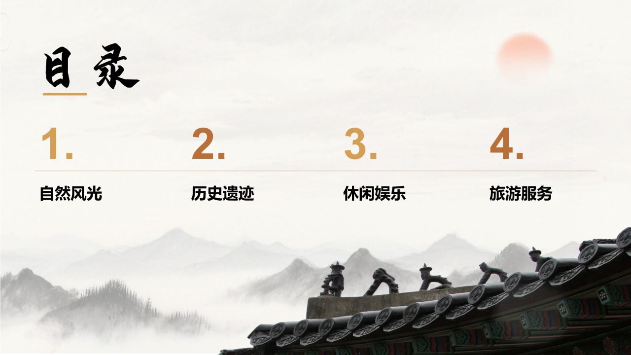 橙色复古风家乡旅游资源介绍PPT模板