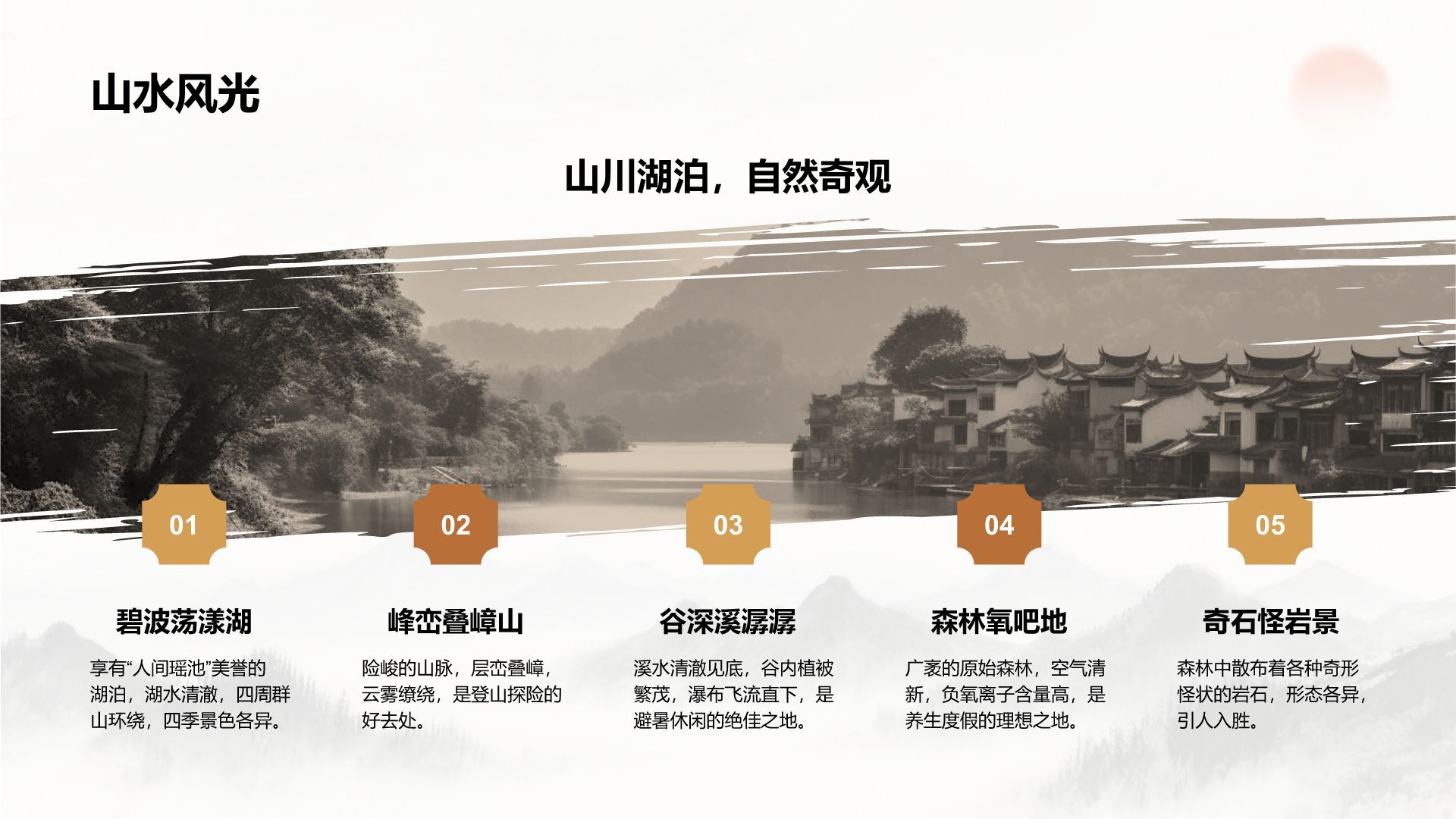 橙色复古风家乡旅游资源介绍PPT模板