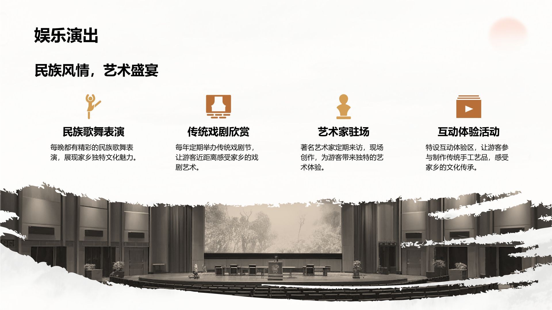 橙色复古风家乡旅游资源介绍PPT模板