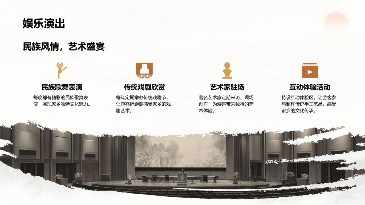 橙色复古风家乡旅游资源介绍PPT模板