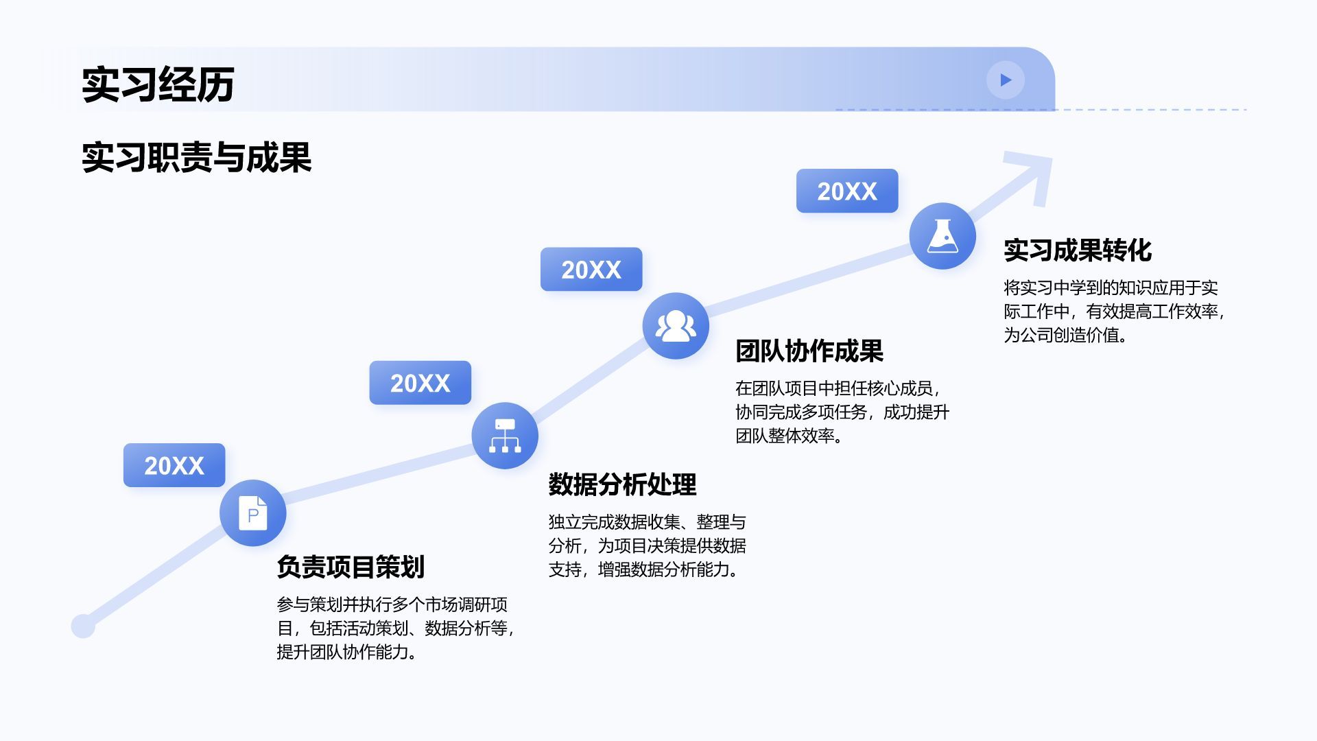 蓝色商务风大学生岗位申请简历PPT模板