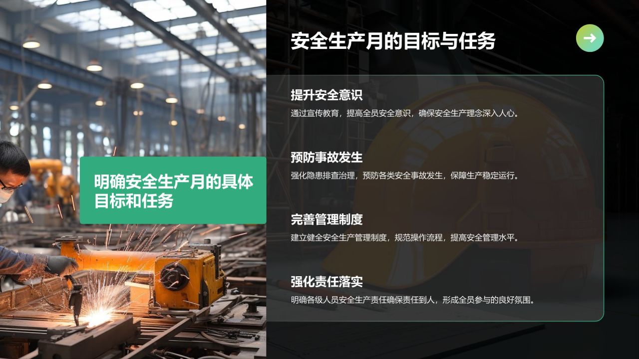 绿色商务风“安全生产月”主题宣传PPT模板