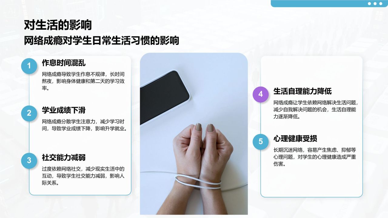 蓝色3D风网络成瘾危害与自我管理PPT模板