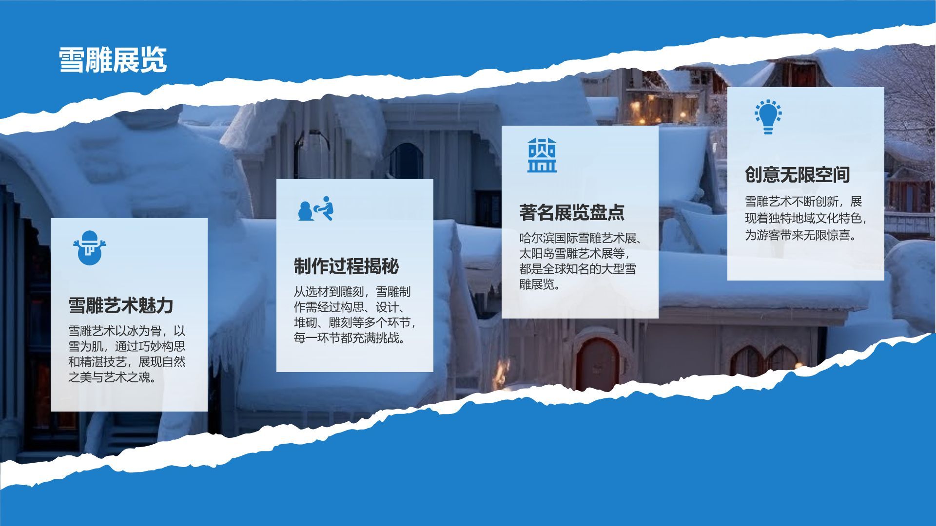 蓝色摄影风畅游哈尔滨：发现冰雪之都的魅力PPT模板