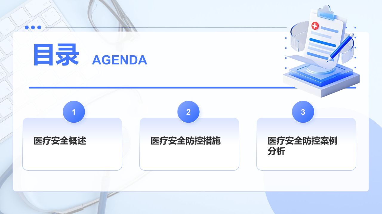 蓝色3D风医疗安全与防控汇报PPT模板