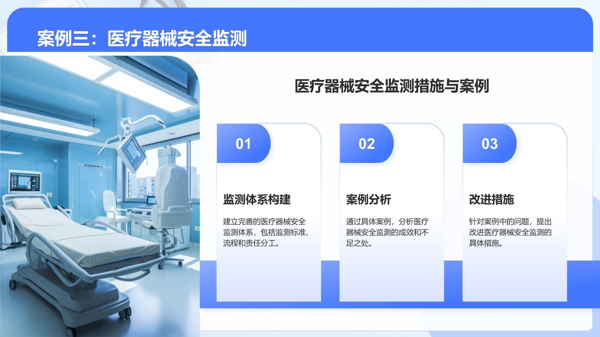蓝色3D风医疗安全与防控汇报PPT模板