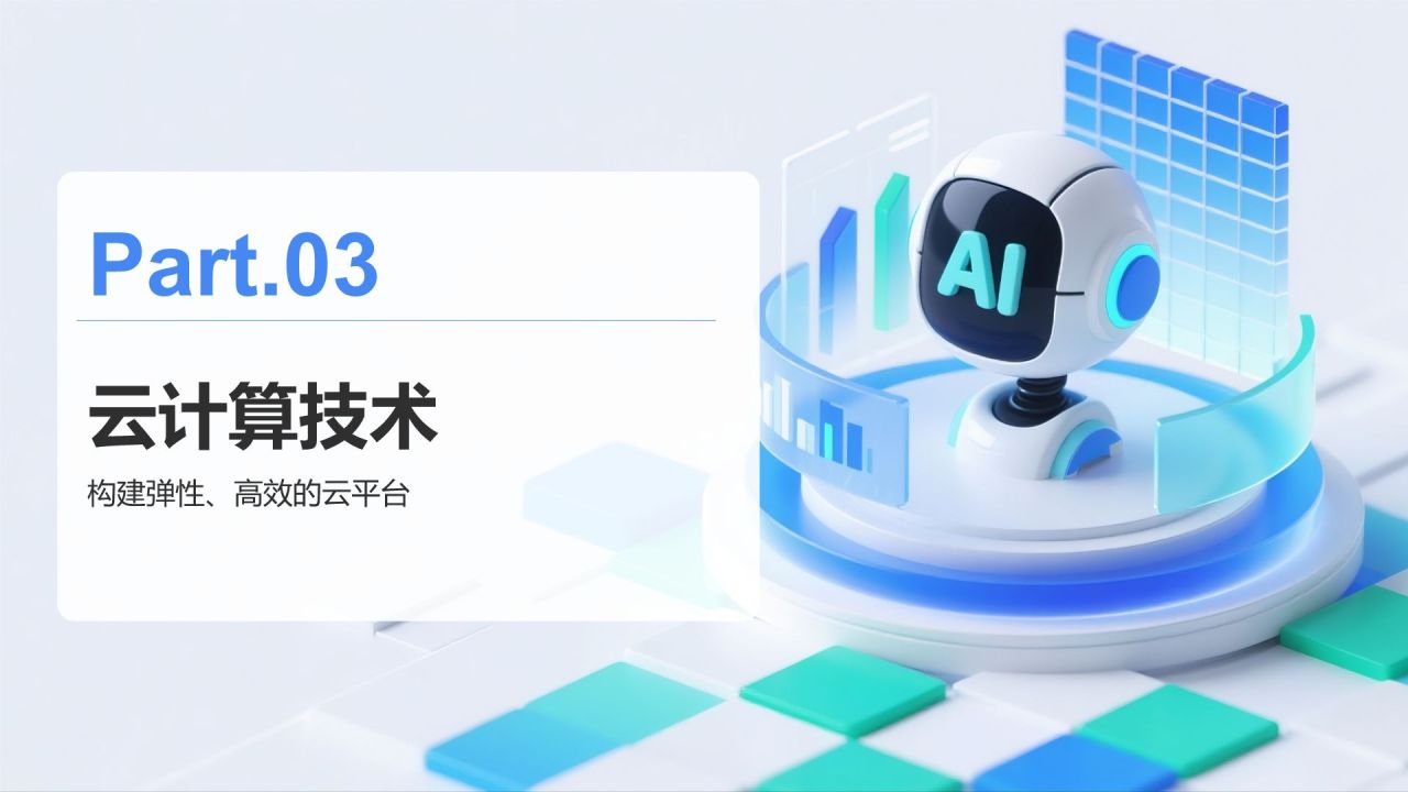 蓝色3D风AI技术项目介绍模板PPT模板