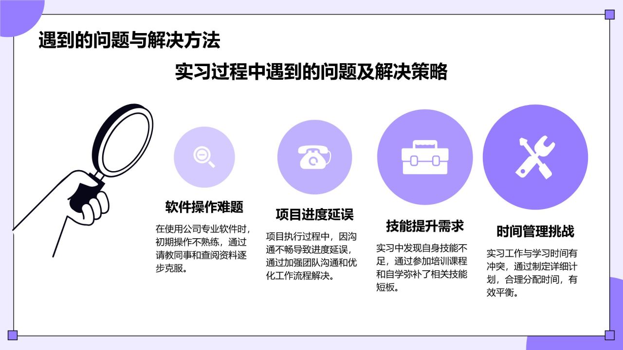 紫色插画风大学生实习报告总结PPT模板