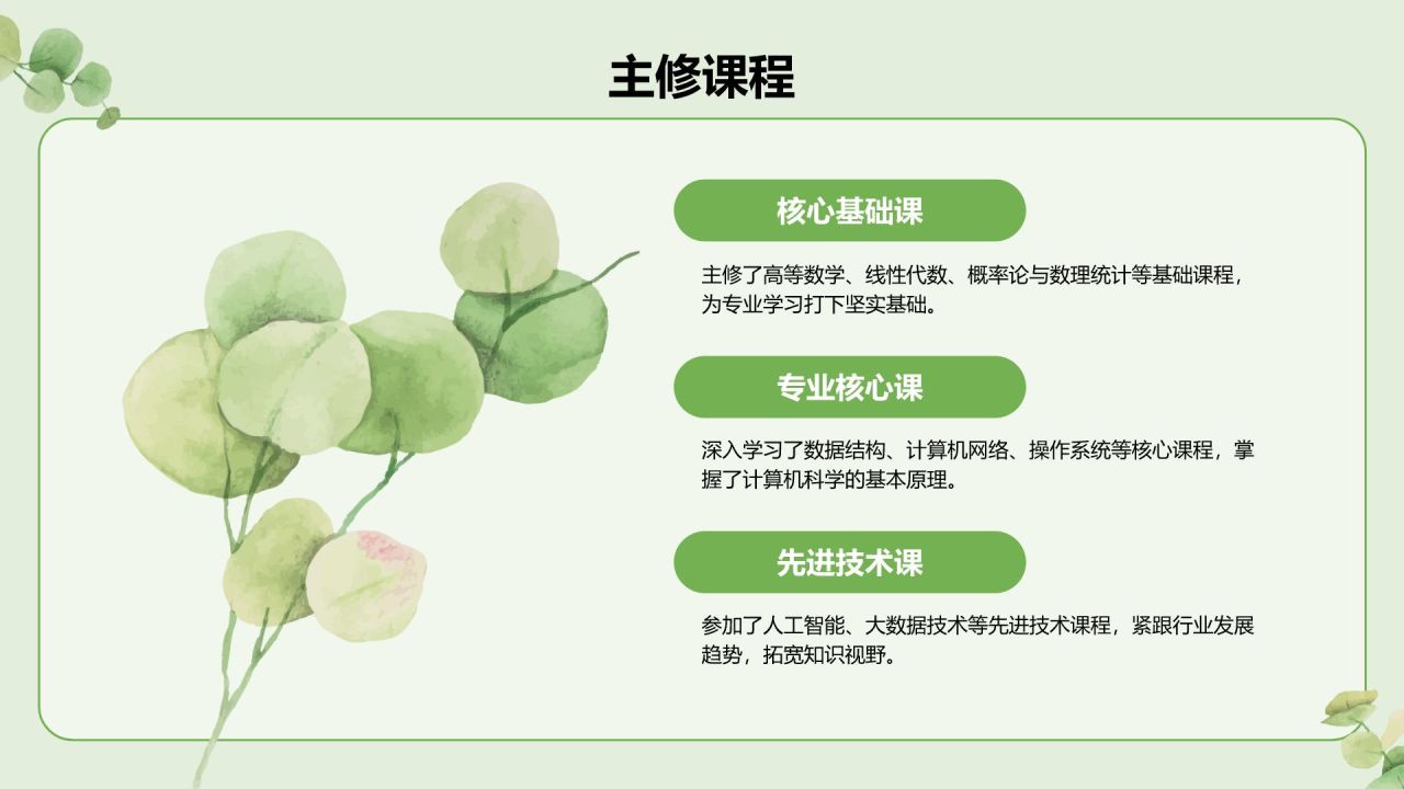 绿色小清新面试自我介绍PPT模板