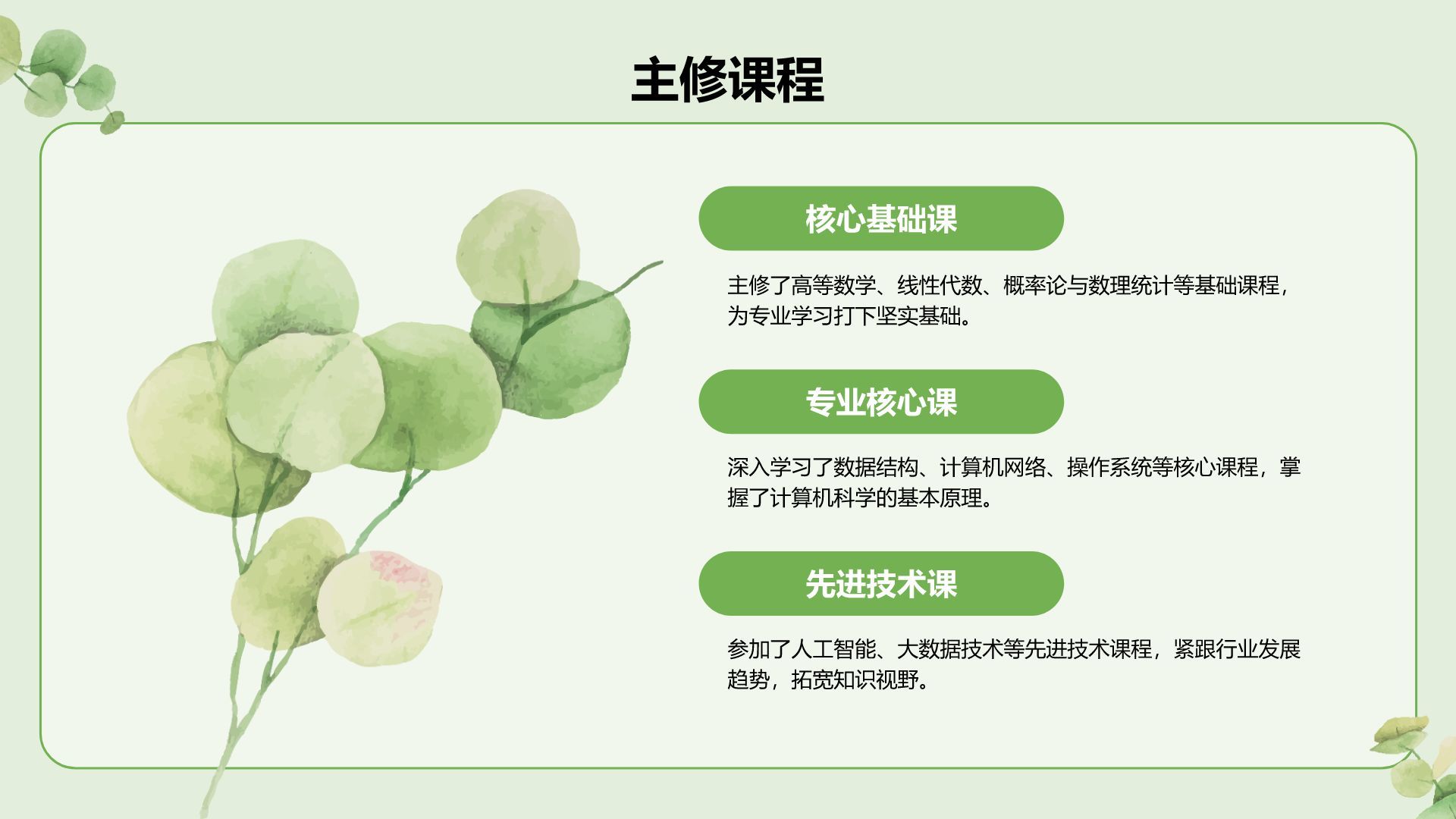 绿色小清新面试自我介绍PPT模板