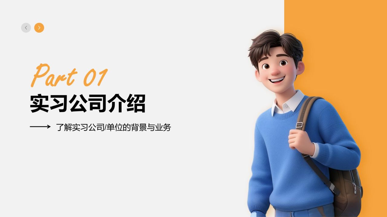 橙色3D风大学生实习报告总结PPT模板