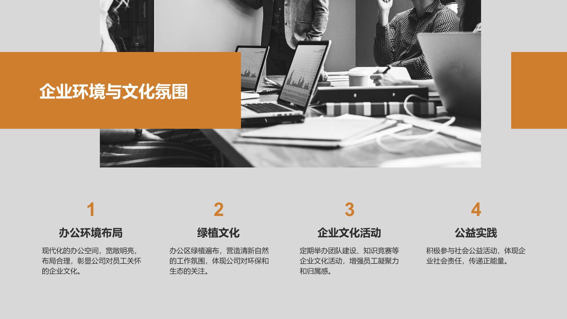 橙色商务风企业文化与团队介绍汇报PPT模板