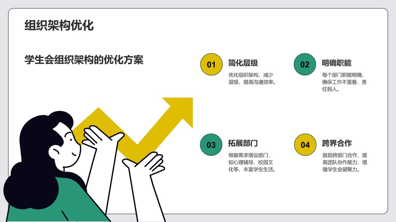 绿色插画风学生会换届竞选汇报PPT模板