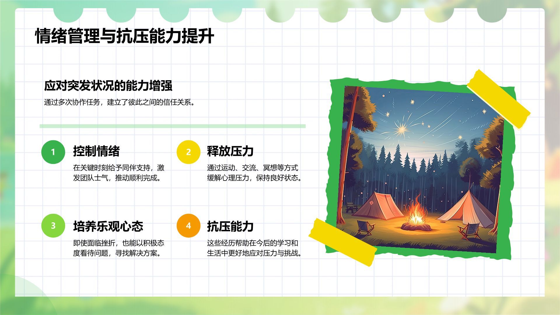 绿色插画风暑假夏令营心得体会PPT模板