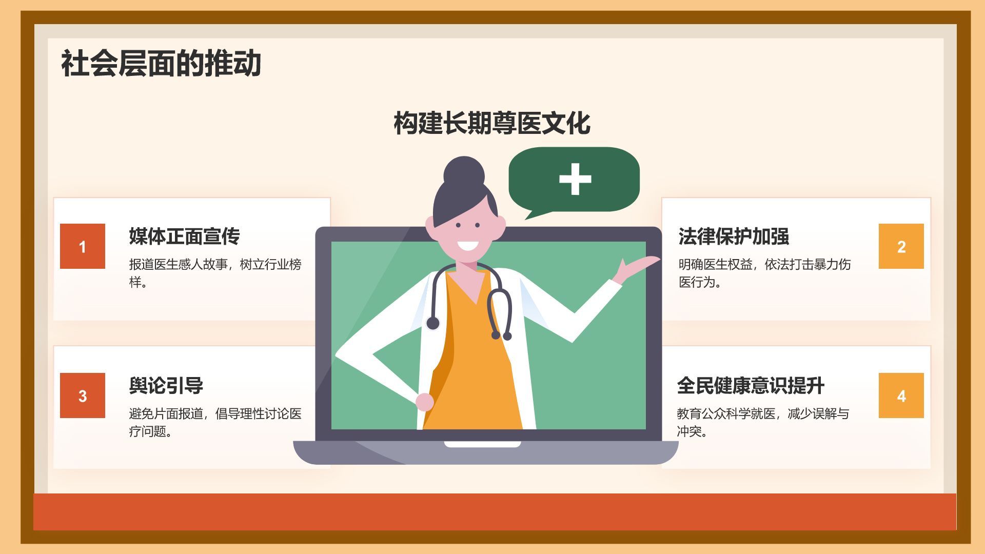 红色插画风中国医师节科普介绍PPT模板