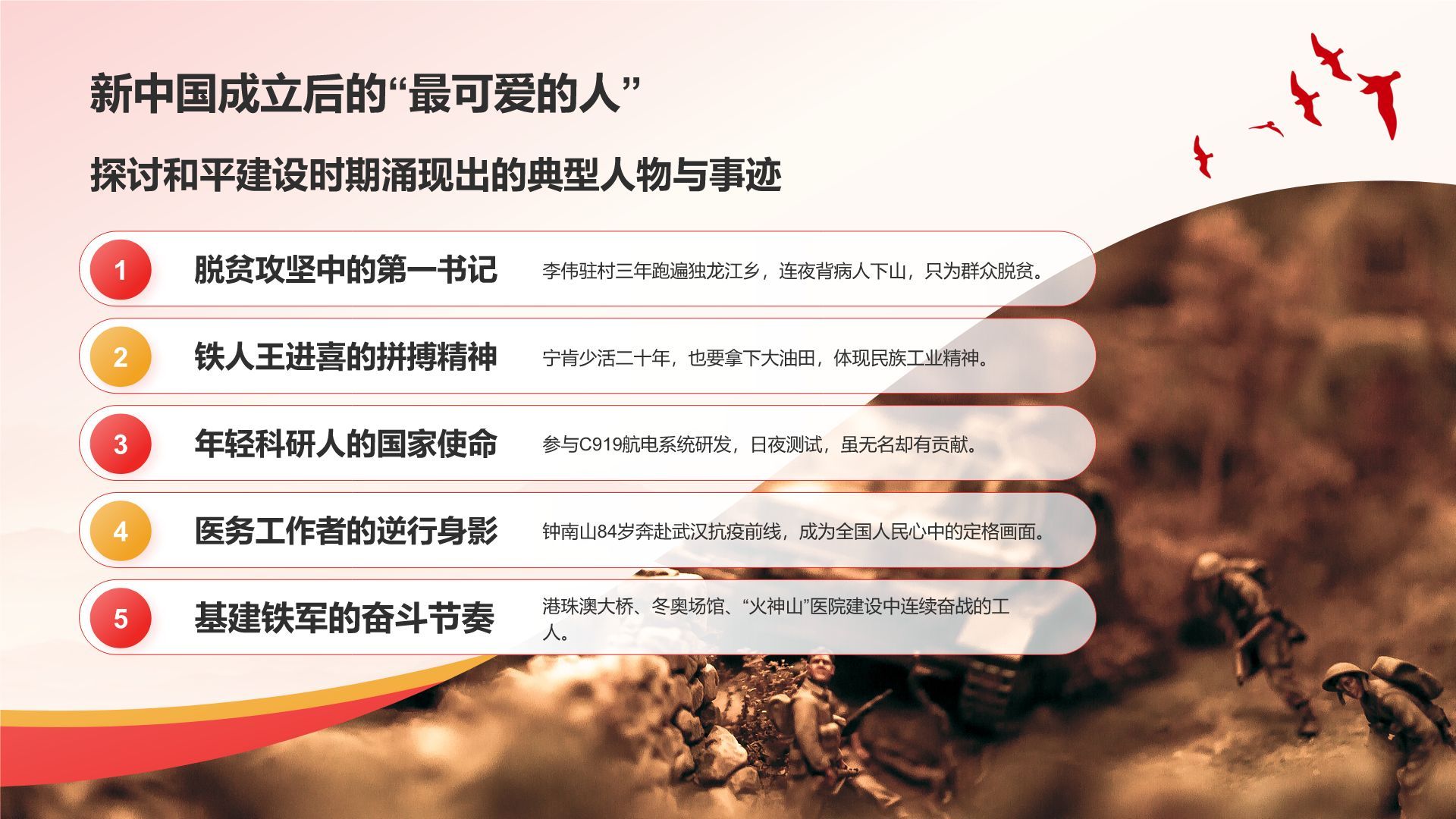 红色党政风致敬最可爱的人PPT模板